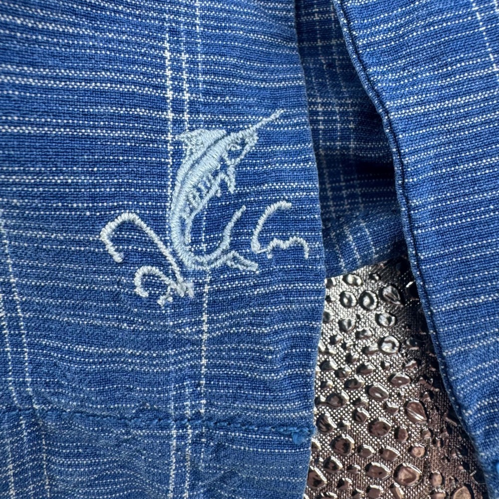 Tommy Bahama Mens XL Blue Silk Windowpane Check Short Sleeve Button Up Shirt - Picture 8 of 12